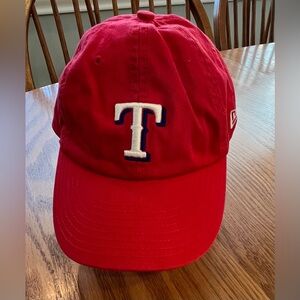 New Era Vibrant Texas Rangers Embroidered “T” Red Youth Cap